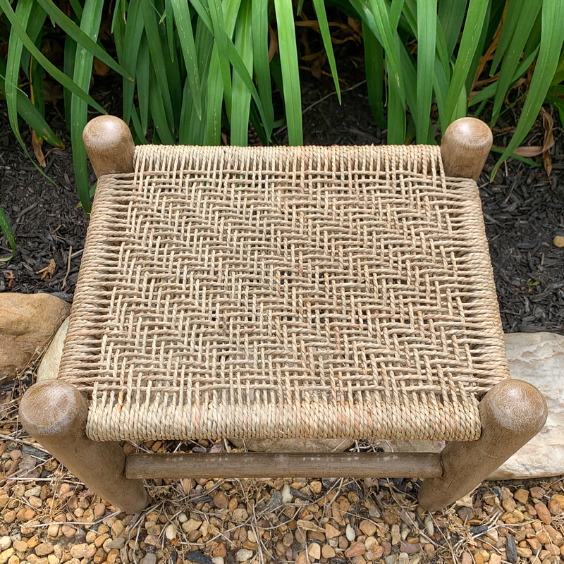 twill weave with seagrass on footstool
