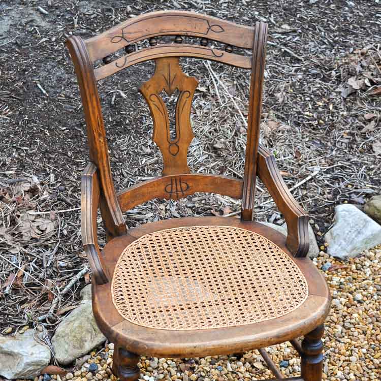 hand caned seat on Eastlake style chair