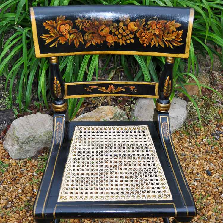hand caned antique painted chair
