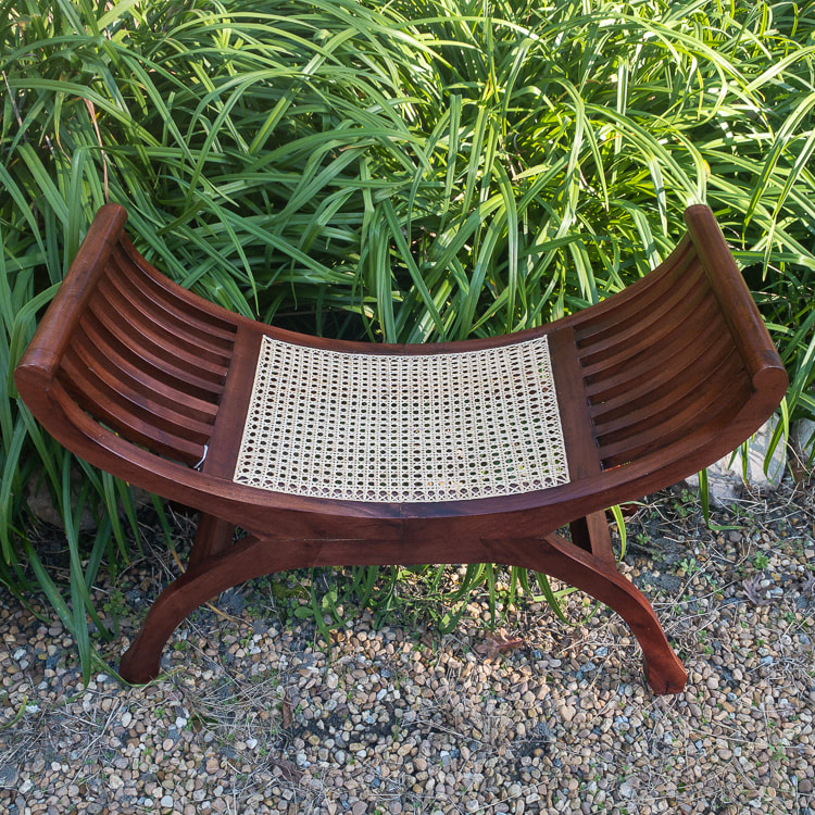 hand caned curved bench