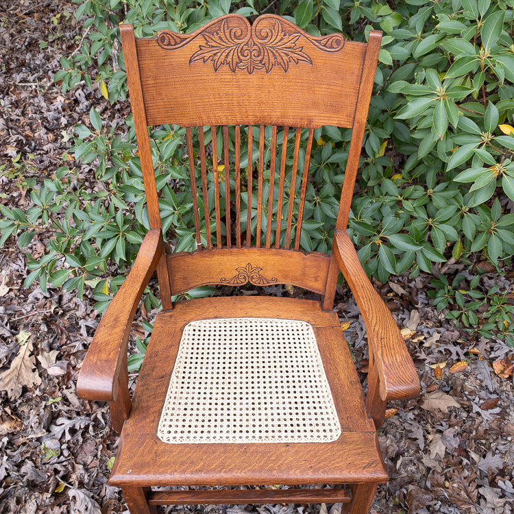 hand cane seat on wood rocker