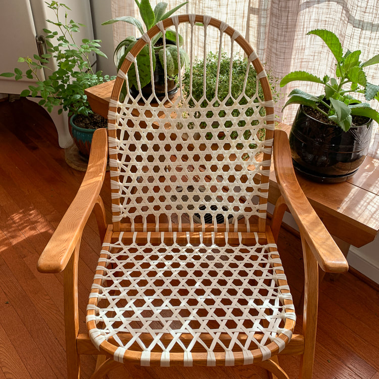 snowshoe rocker made in Vermont with nylon webbing