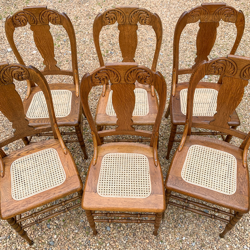 oak chairs with pressed cane seats