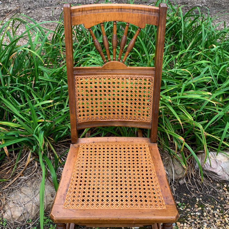 chair with caned seat and half caned back