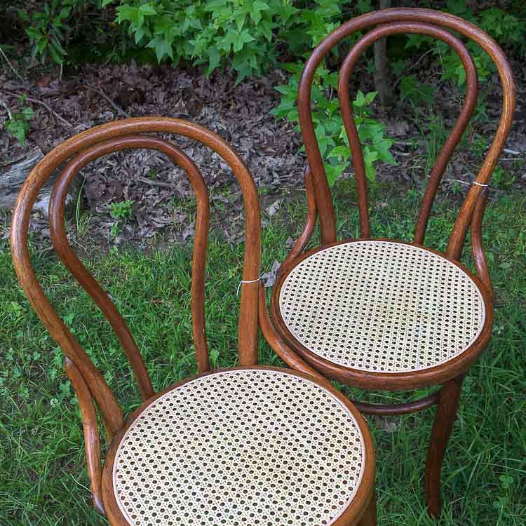 pressed cane Bentwood cafe chairs